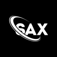 logotipo do sax. letra de sax. design de logotipo de letra sax. iniciais do logotipo do sax ligado com o logotipo do monograma em letras maiúsculas e círculo. tipografia sax para tecnologia, negócios e marca imobiliária. vetor