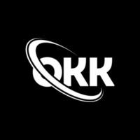 kk logo. ok carta. okk design de logotipo de carta. iniciais okk logotipo ligado com círculo e logotipo monograma maiúsculo. okk tipografia para marca de tecnologia, negócios e imóveis. vetor