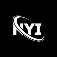 logotipo ny. carta ny. design de logotipo de letra nyi. iniciais nyi logotipo ligado com círculo e logotipo monograma maiúsculo. tipografia nyi para tecnologia, negócios e marca imobiliária. vetor