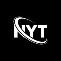 logo. nova carta. design de logotipo de letra nyt. iniciais nyt logotipo ligado com círculo e logotipo monograma maiúsculo. nyt tipografia para tecnologia, negócios e marca imobiliária. vetor