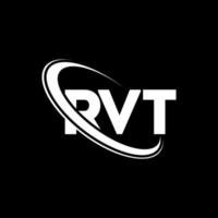 logotipo rvt. carta rt. design de logotipo de carta rvt. iniciais rvt logotipo ligado com círculo e logotipo monograma maiúsculo. tipografia rvt para marca de tecnologia, negócios e imóveis. vetor