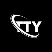 logotipo tty. carta tty. design de logotipo de letra tty. iniciais tty logotipo ligado com círculo e logotipo monograma maiúsculo. tipografia tty para marca de tecnologia, negócios e imóveis. vetor
