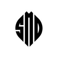 design de logotipo de letra de círculo smd com forma de círculo e elipse. letras de elipse smd com estilo tipográfico. as três iniciais formam um logotipo circular. smd círculo emblema abstrato monograma carta marca vetor. vetor