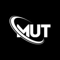 mut logotipo. letra mut. design de logotipo de letra mut. iniciais mut logotipo ligado com círculo e logotipo monograma maiúsculo. mut tipografia para marca de tecnologia, negócios e imóveis. vetor