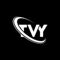 logotipo da tv. carta vv. design de logotipo de carta tvy. iniciais tvy logotipo ligado com círculo e logotipo monograma em maiúsculas. tipografia tvy para marca de tecnologia, negócios e imóveis. vetor