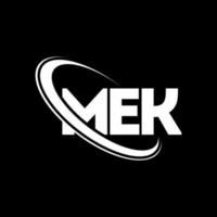 logotipo mek. carta mek. design de logotipo de carta mek. iniciais mek logotipo ligado com círculo e logotipo monograma em maiúsculas. tipografia mek para marca de tecnologia, negócios e imóveis. vetor