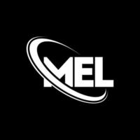 logotipo mel. carta de mel. design de logotipo de carta mel. iniciais mel logotipo ligado com círculo e logotipo monograma maiúsculo. tipografia mel para marca de tecnologia, negócios e imóveis. vetor