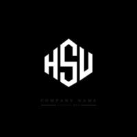 design de logotipo de carta hsu com forma de polígono. hsu polígono e design de logotipo em forma de cubo. hsu hexágono modelo de logotipo de vetor cores brancas e pretas. hsu monograma, logotipo de negócios e imóveis.