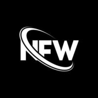 logotipo nf. carta nf. design de logotipo de carta nfw. iniciais nfw logotipo ligado com círculo e logotipo monograma maiúsculo. tipografia nfw para marca de tecnologia, negócios e imóveis. vetor