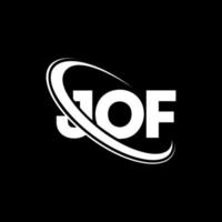 logotipo jof. carta jof. design de logotipo de carta jof. iniciais jof logotipo ligado com círculo e logotipo monograma maiúsculo. jof tipografia para marca de tecnologia, negócios e imóveis. vetor