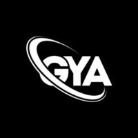 logotipo gya. carta ya. design de logotipo de carta gya. iniciais gya logotipo ligado com círculo e logotipo monograma maiúsculo. gya tipografia para tecnologia, negócios e marca imobiliária. vetor