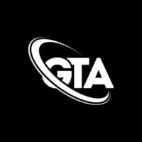 logotipo gta. letra gta. design de logotipo de letra gta. iniciais gta logotipo ligado com círculo e logotipo monograma maiúsculo. tipografia gta para marca de tecnologia, negócios e imóveis. vetor