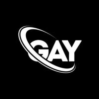 logotipo gay. carta gay. design de logotipo de carta gay. iniciais do logotipo gay ligado ao logotipo do monograma em letras maiúsculas e círculo. tipografia gay para marca de tecnologia, negócios e imóveis. vetor