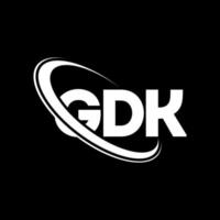 logotipo gdk. carta gd. design de logotipo de carta gdk. iniciais gdk logotipo ligado com círculo e logotipo monograma em maiúsculas. tipografia gdk para tecnologia, negócios e marca imobiliária. vetor