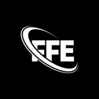 logotipo fe. carta fe. design de logotipo de carta ffe. iniciais ffe logotipo ligado com círculo e logotipo monograma maiúsculo. tipografia ffe para marca de tecnologia, negócios e imóveis. vetor