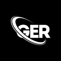 logotipo ger. carta ger. design de logotipo de carta ger. iniciais ger logotipo ligado com círculo e logotipo monograma em maiúsculas. ger tipografia para marca de tecnologia, negócios e imóveis. vetor