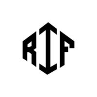 design de logotipo de letra rif com forma de polígono. rif polígono e design de logotipo em forma de cubo. rif hexágono modelo de logotipo de vetor cores brancas e pretas. rif monograma, logotipo de negócios e imóveis.