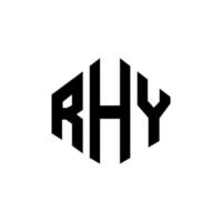 design de logotipo de carta rhy com forma de polígono. design de logotipo em forma de polígono e cubo rhy. modelo de logotipo de vetor hexágono rhy cores brancas e pretas. rhy monograma, logotipo de negócios e imóveis.