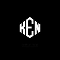 design de logotipo de carta ken com forma de polígono. ken polígono e design de logotipo em forma de cubo. ken hexágono modelo de logotipo de vetor cores brancas e pretas. ken monograma, logotipo de negócios e imóveis.