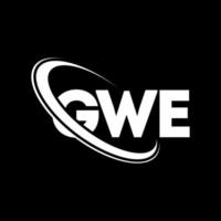 logotipo gwe. carta gwe. design de logotipo de letra gwe. iniciais gwe logotipo ligado com círculo e logotipo monograma maiúsculo. tipografia gwe para marca de tecnologia, negócios e imóveis. vetor