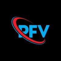 logotipo pfv. carta pf. design de logotipo de carta pfv. iniciais pfv logotipo ligado com círculo e logotipo monograma maiúsculo. tipografia pfv para marca de tecnologia, negócios e imóveis. vetor