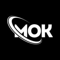 logotipo mok. carta moc. design de logotipo de carta mok. iniciais mok logotipo ligado com círculo e logotipo monograma maiúsculo. tipografia mok para marca de tecnologia, negócios e imóveis. vetor