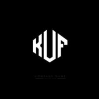 design de logotipo de letra kuf com forma de polígono. kuf polígono e design de logotipo em forma de cubo. kuf hexágono modelo de logotipo de vetor cores brancas e pretas. kuf monograma, logotipo de negócios e imóveis.