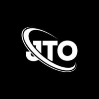 jto logotipo. jto carta. design de logotipo de letra jto. iniciais jto logotipo ligado com círculo e logotipo monograma em maiúsculas. jto tipografia para marca de tecnologia, negócios e imóveis. vetor