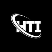 logotipo hti. carta hti. design de logotipo de letra hti. iniciais hti logotipo ligado com círculo e logotipo monograma maiúsculo. hti tipografia para marca de tecnologia, negócios e imóveis. vetor