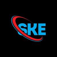 logotipo ske. carta ske. design de logotipo de carta ske. iniciais ske logotipo ligado com círculo e logotipo monograma maiúsculo. tipografia ske para marca de tecnologia, negócios e imóveis. vetor