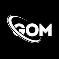 logotipo gom. carta gom. design de logotipo de carta gom. iniciais gom logotipo ligado com círculo e logotipo monograma maiúsculo. gom tipografia para marca de tecnologia, negócios e imóveis. vetor