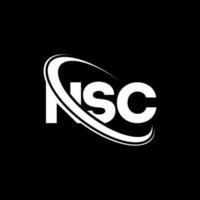 logotipo nsc. carta ns. design de logotipo de carta nsc. iniciais nsc logotipo ligado com círculo e logotipo monograma maiúsculo. tipografia nsc para marca de tecnologia, negócios e imóveis. vetor