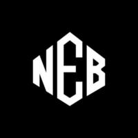 design de logotipo de carta neb com forma de polígono. neb polígono e design de logotipo em forma de cubo. neb hexágono modelo de logotipo de vetor cores brancas e pretas. neb monograma, logotipo de negócios e imóveis.