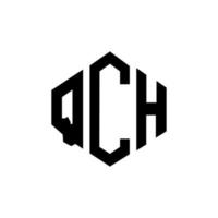 design de logotipo de letra qch com forma de polígono. qch polígono e design de logotipo em forma de cubo. qch modelo de logotipo de vetor hexágono cores brancas e pretas. monograma qch, logotipo comercial e imobiliário.