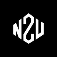 design de logotipo de letra nzu com forma de polígono. nzu polígono e design de logotipo em forma de cubo. modelo de logotipo de vetor hexágono nzu cores brancas e pretas. nzu monograma, logotipo de negócios e imóveis.