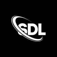 logotipo sdl. carta sdl. design de logotipo de letra sdl. iniciais sdl logotipo ligado com círculo e logotipo monograma em maiúsculas. tipografia sdl para marca de tecnologia, negócios e imóveis. vetor