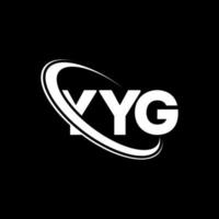 logotipo yyg. carta yg. design de logotipo de carta yyg. iniciais yyg logotipo ligado com círculo e logotipo monograma maiúsculo. tipografia yyg para marca de tecnologia, negócios e imóveis. vetor
