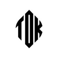 design de logotipo de letra de círculo tdk com forma de círculo e elipse. letras de elipse tdk com estilo tipográfico. as três iniciais formam um logotipo circular. tdk círculo emblema abstrato monograma carta marca vetor. vetor