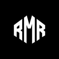 design de logotipo de carta rmr com forma de polígono. rmr polígono e design de logotipo em forma de cubo. modelo de logotipo de vetor hexágono rmr cores brancas e pretas. rmr monograma, logotipo de negócios e imóveis.