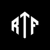 design de logotipo de carta rtf com forma de polígono. rtf polígono e design de logotipo em forma de cubo. modelo de logotipo de vetor hexágono rtf cores brancas e pretas. rtf monograma, logotipo de negócios e imóveis.