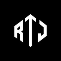 design de logotipo de letra rtj com forma de polígono. rtj polígono e design de logotipo em forma de cubo. modelo de logotipo de vetor hexágono rtj cores brancas e pretas. rtj monograma, logotipo de negócios e imóveis.