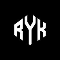 design de logotipo de carta ryk com forma de polígono. ryk polígono e design de logotipo em forma de cubo. ryk hexágono vector logo template cores brancas e pretas. ryk monograma, logotipo de negócios e imóveis.