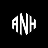 design de logotipo de carta anh com forma de polígono. anh design de logotipo em forma de polígono e cubo. anh hexágono modelo de logotipo de vetor cores brancas e pretas. anh monograma, logotipo de negócios e imóveis.