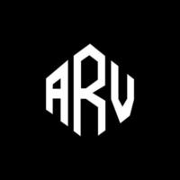 design de logotipo de carta arv com forma de polígono. polígono arv e design de logotipo em forma de cubo. modelo de logotipo de vetor hexágono arv cores brancas e pretas. monograma arv, logotipo de negócios e imóveis.