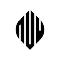 design de logotipo de carta de círculo muv com forma de círculo e elipse. letras de elipse muv com estilo tipográfico. as três iniciais formam um logotipo circular. muv círculo emblema abstrato monograma carta marca vetor. vetor