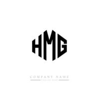 design de logotipo de carta hmg com forma de polígono. hmg polígono e design de logotipo em forma de cubo. hmg modelo de logotipo de vetor hexágono cores brancas e pretas. hmg monograma, logotipo de negócios e imóveis.