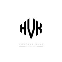 design de logotipo de letra hvk com forma de polígono. hvk polígono e design de logotipo em forma de cubo. modelo de logotipo de vetor hexágono hvk cores brancas e pretas. hvk monograma, logotipo de negócios e imóveis.