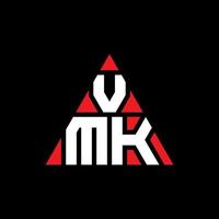design de logotipo de letra de triângulo vmk com forma de triângulo. monograma de design de logotipo de triângulo vmk. modelo de logotipo de vetor de triângulo vmk com cor vermelha. logotipo triangular vmk logotipo simples, elegante e luxuoso.