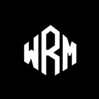 design de logotipo de carta wrm com forma de polígono. wrm polígono e design de logotipo em forma de cubo. modelo de logotipo de vetor hexágono wrm cores brancas e pretas. monograma wrm, logotipo de negócios e imóveis.