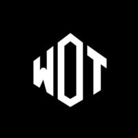 design de logotipo de letra wot com forma de polígono. wot polígono e design de logotipo em forma de cubo. wot modelo de logotipo de vetor hexágono cores brancas e pretas. wot monograma, logotipo de negócios e imóveis.